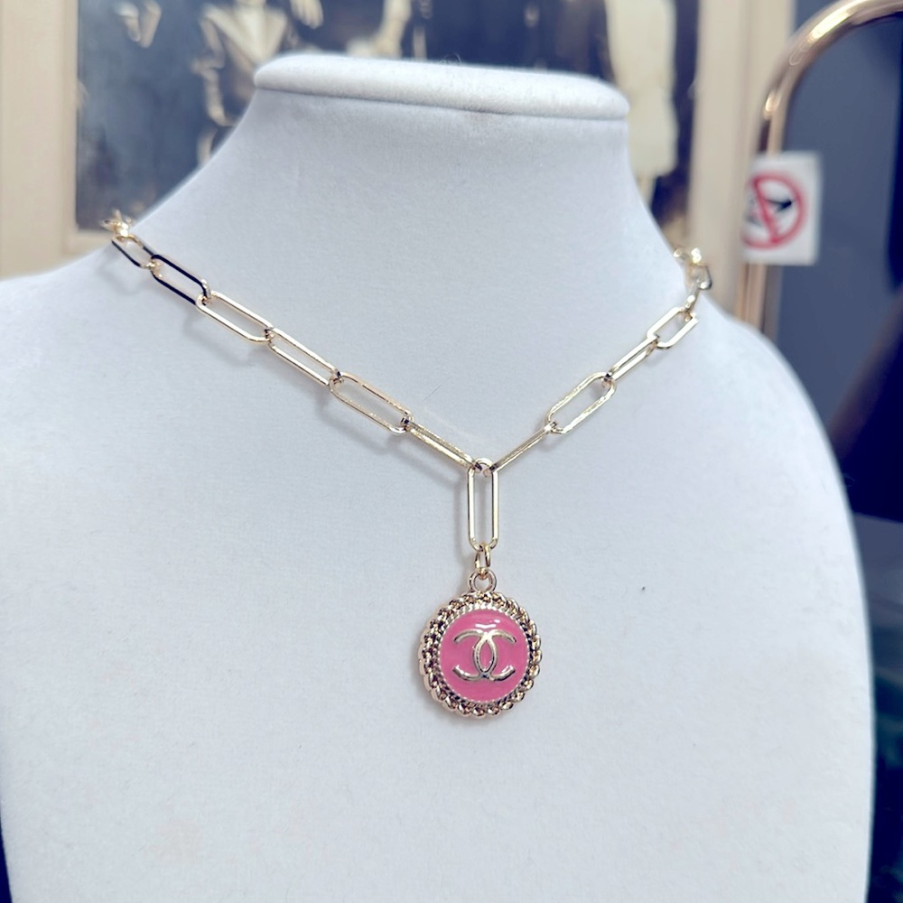 Repurposed Authentic Channel Heart Zipper Pull Pendant Necklace